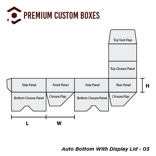 Custom Auto Bottom With Display Lid | Premium Custom Boxes