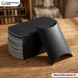 Black Pillow Boxes Wih Logo