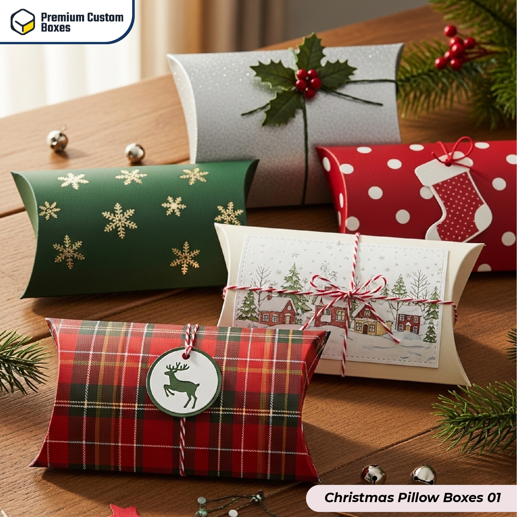 Custom Christmas Pillow Boxes