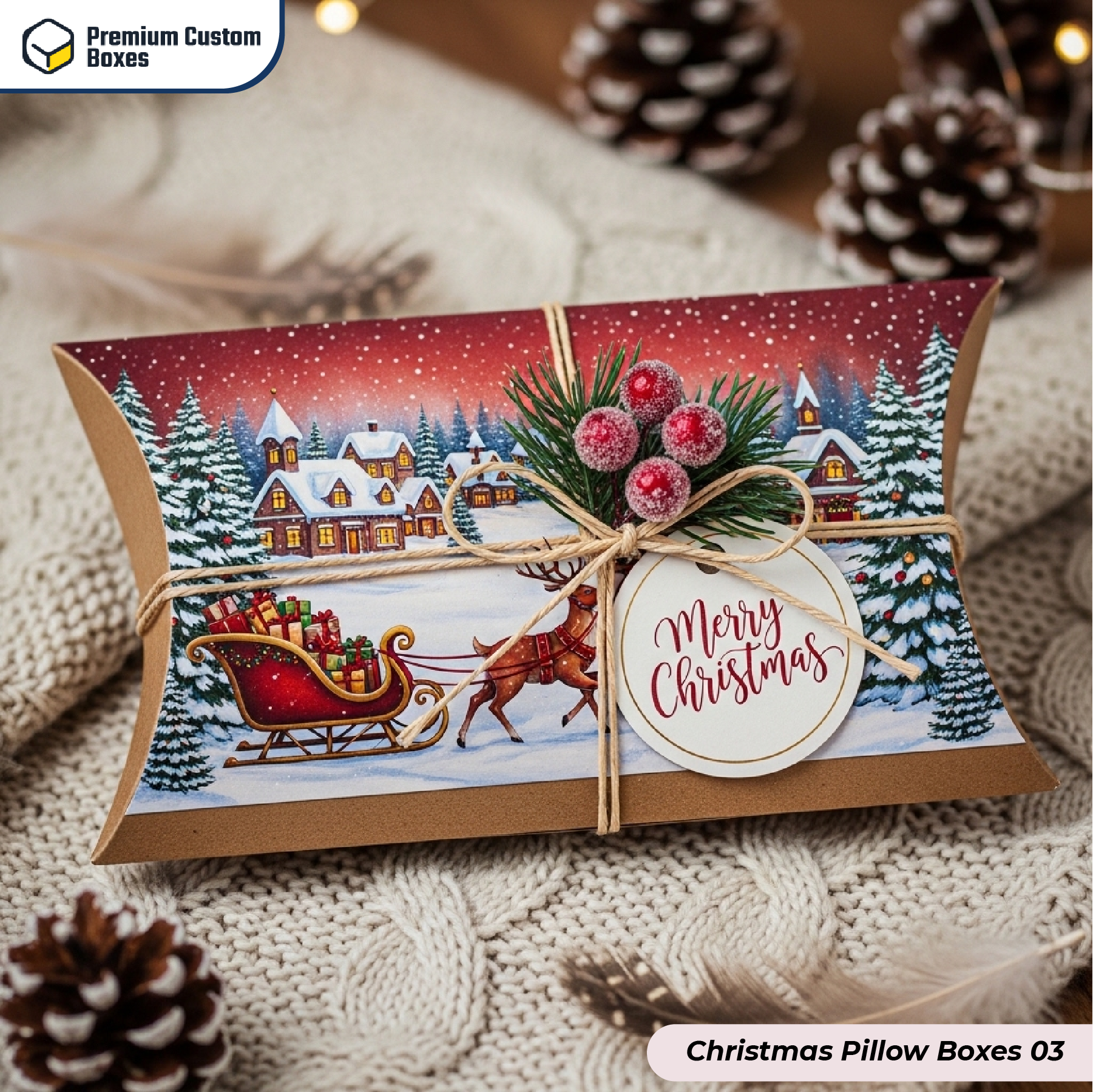 Custom Christmas Pillow Boxes