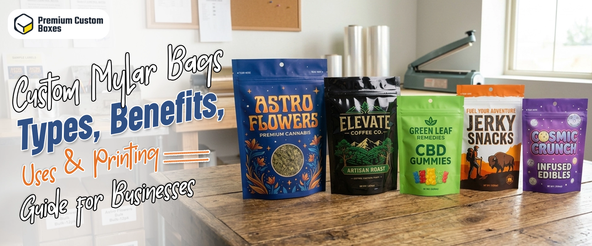 Custom Mylar Bags Types, Benefits Uses & Printing Guide For Businesses