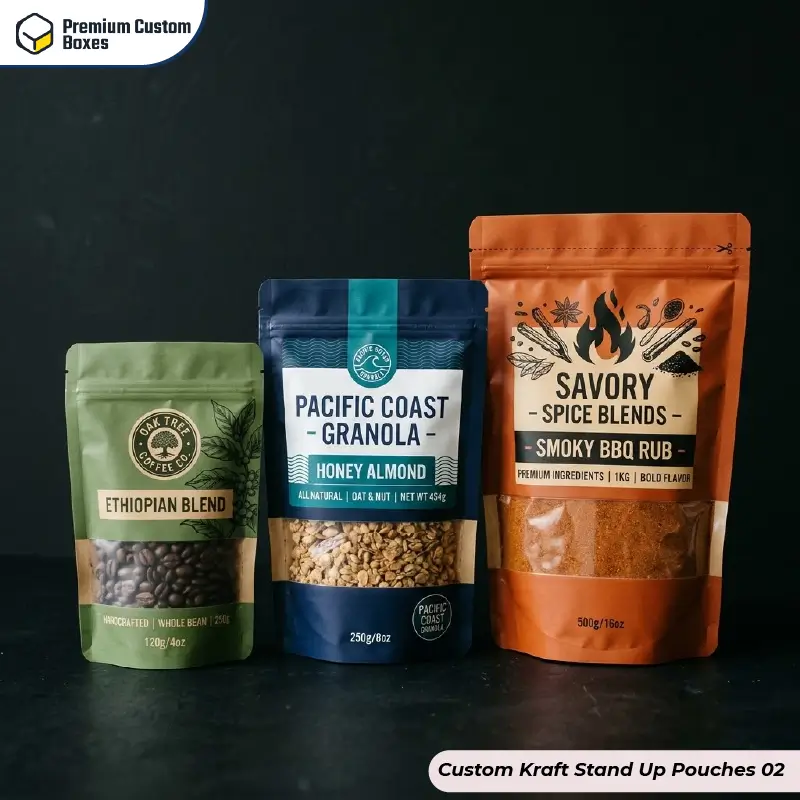 Custom Kraft Stand Up Pouches