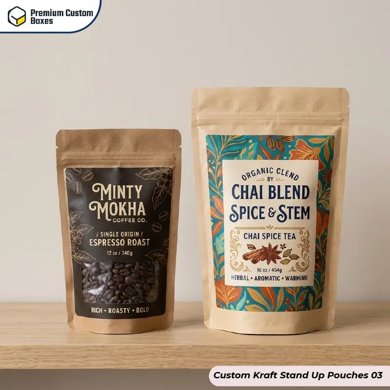 Custom Kraft Stand Up Pouches
